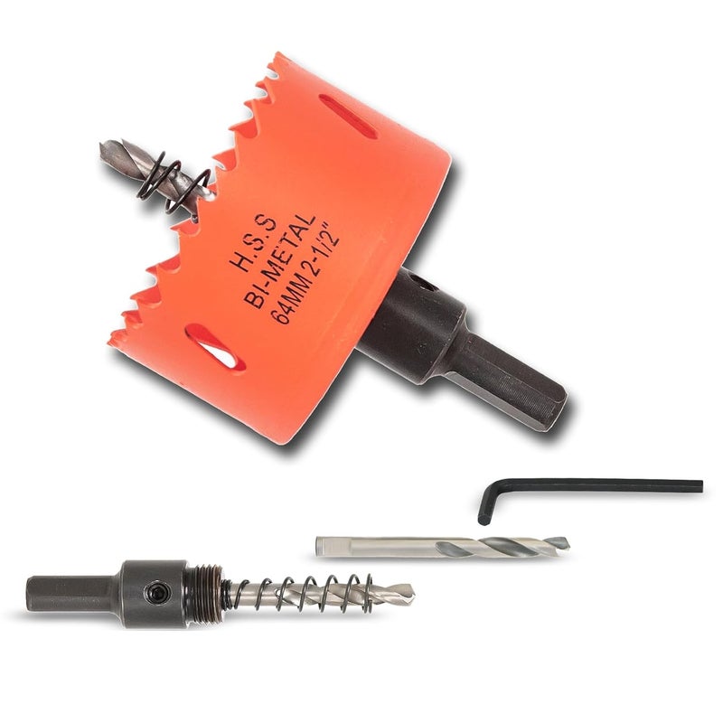 VIKITON 2.5 inch Hole Saw with Arbor for Metal Wood Plastic, 2-1/2 in Bimetal Hole Cutter for Different Project with Smooth and Flat Drilling Edge, Fast Chip Removal - Image 1